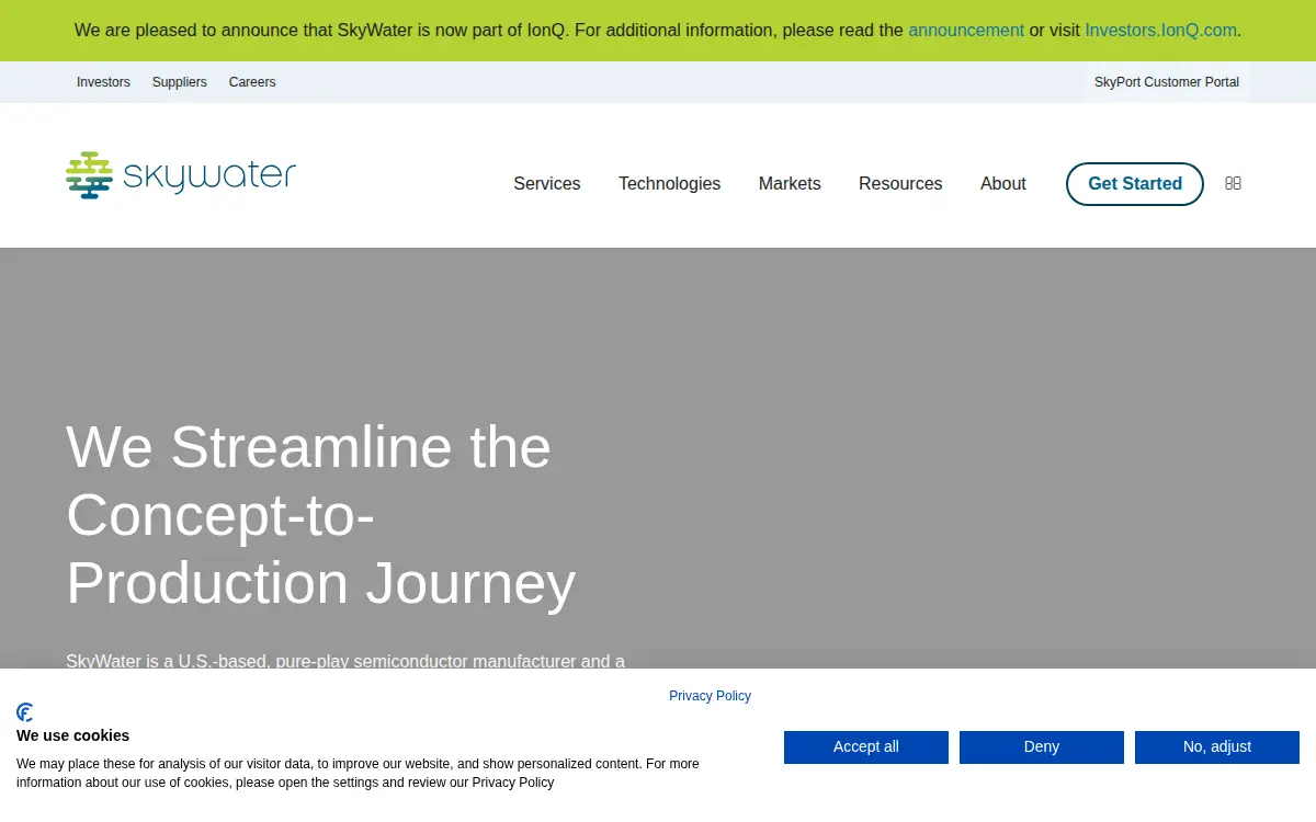 Homepage of Skywater Technology Foundry INC