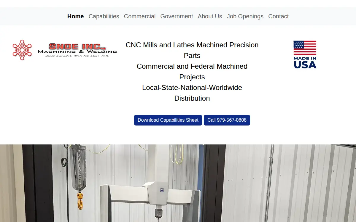 Homepage of Snoe, INC. Machining & Welding