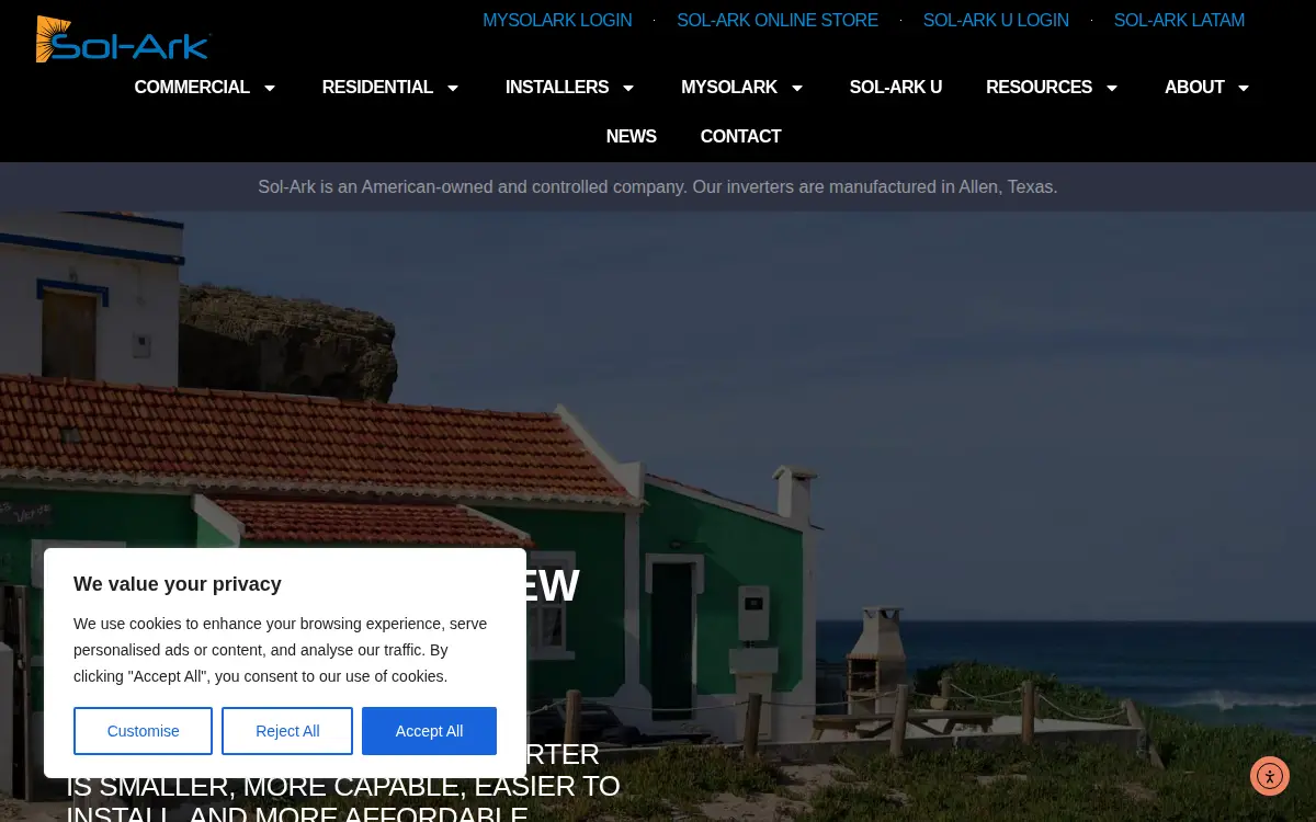 Homepage of Sol-ark, LLC