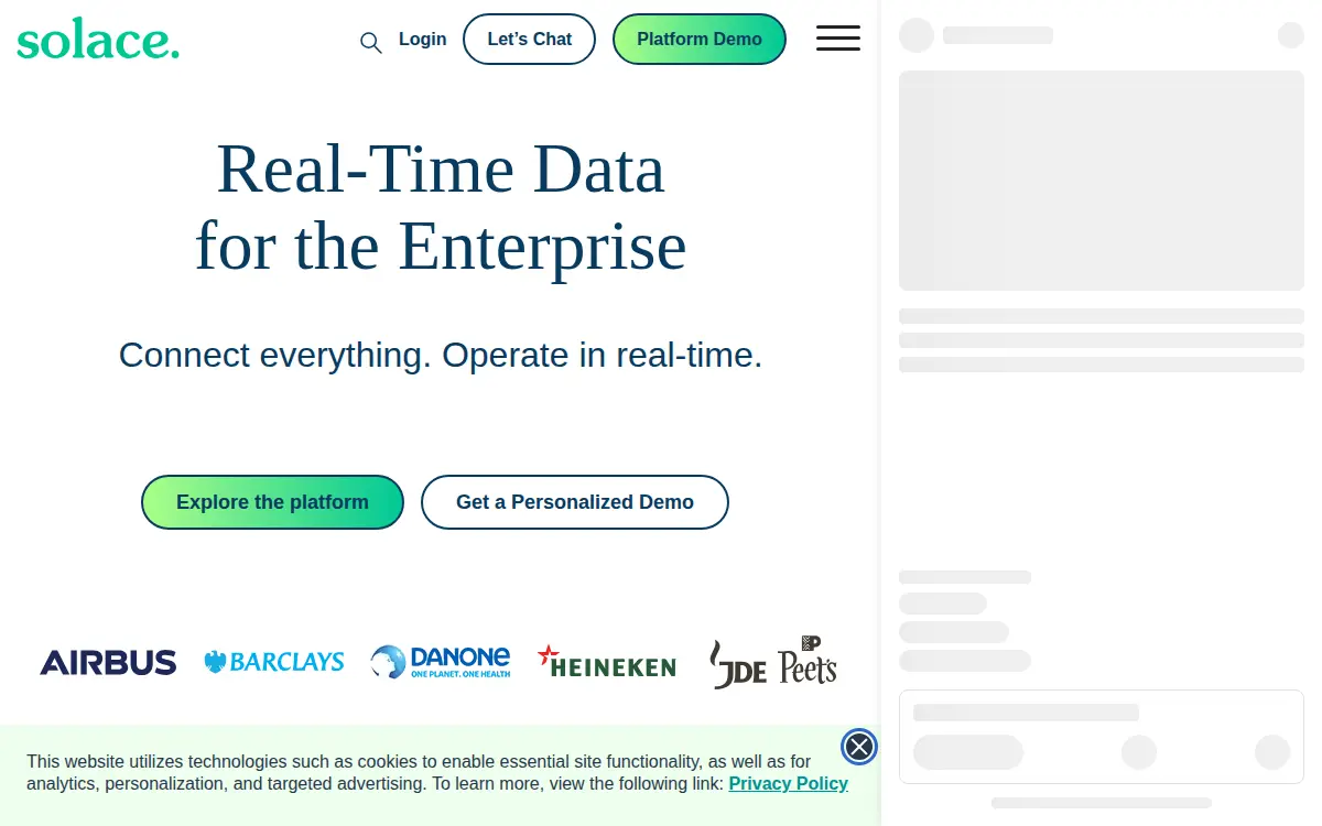 Homepage of Solace (us) INC.