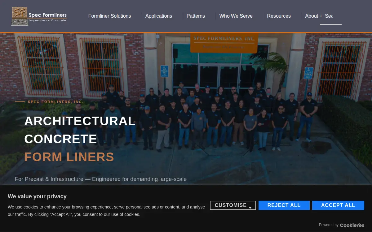 Homepage of Spec Formliners, INC.