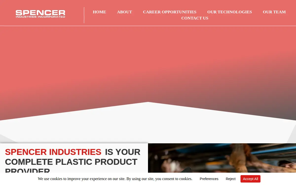 Homepage of Spencer Industries Incorporated