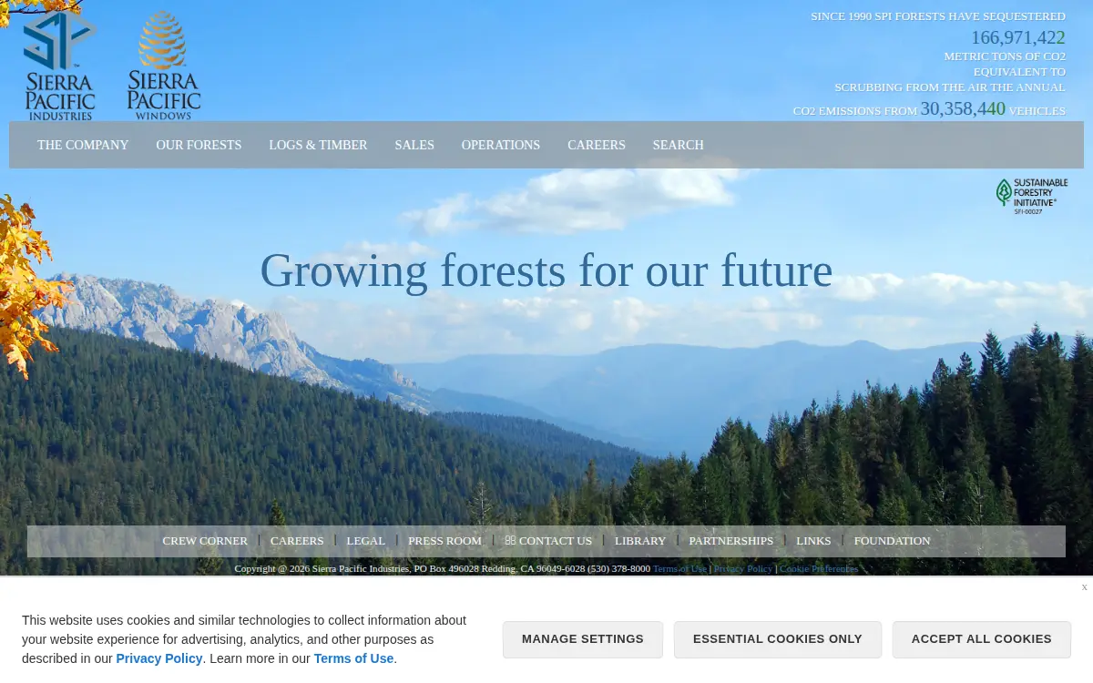 Homepage of Sierra Pacific Industries, INC