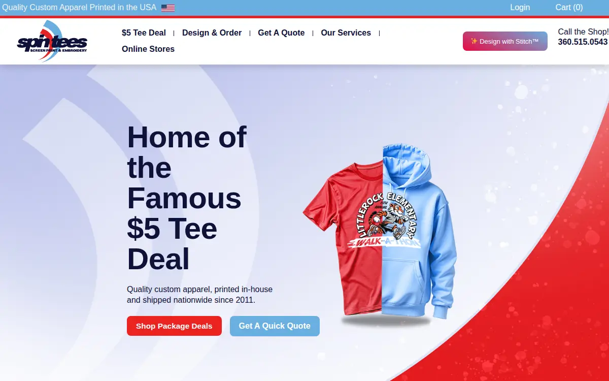 Homepage of Spin Tees Screen Print & Graphics LLC