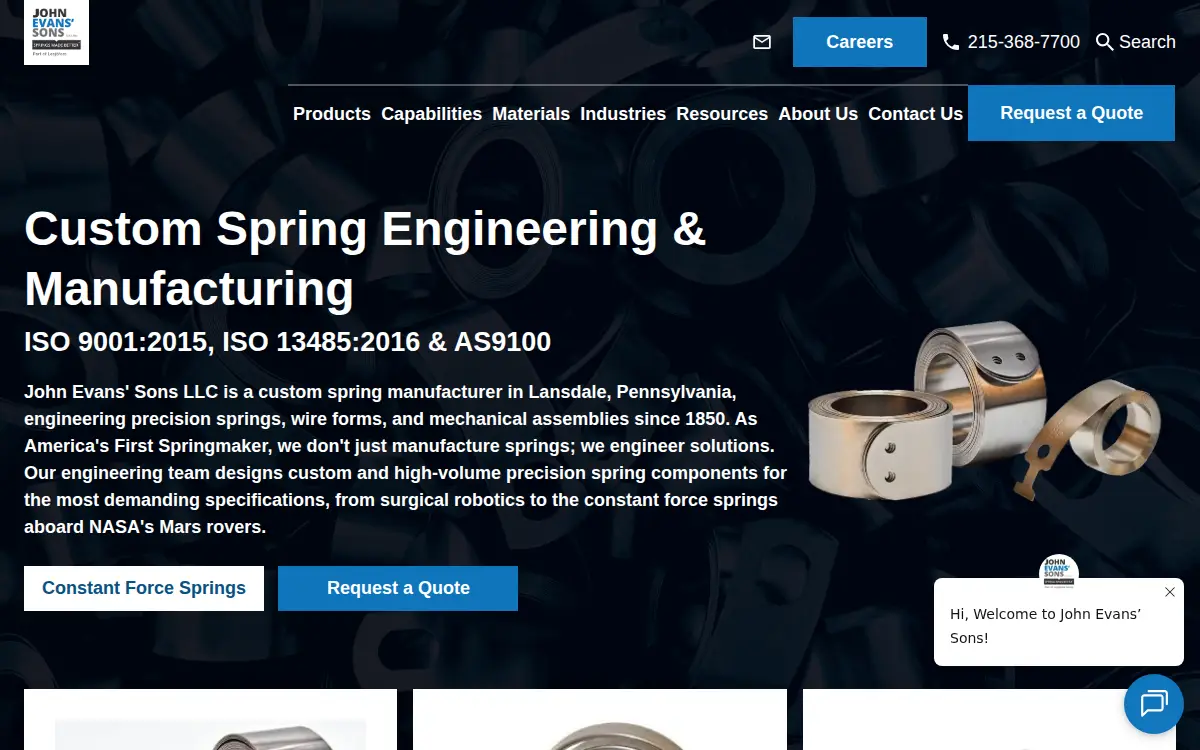 Homepage of John Evans' Sons, Incorporated
