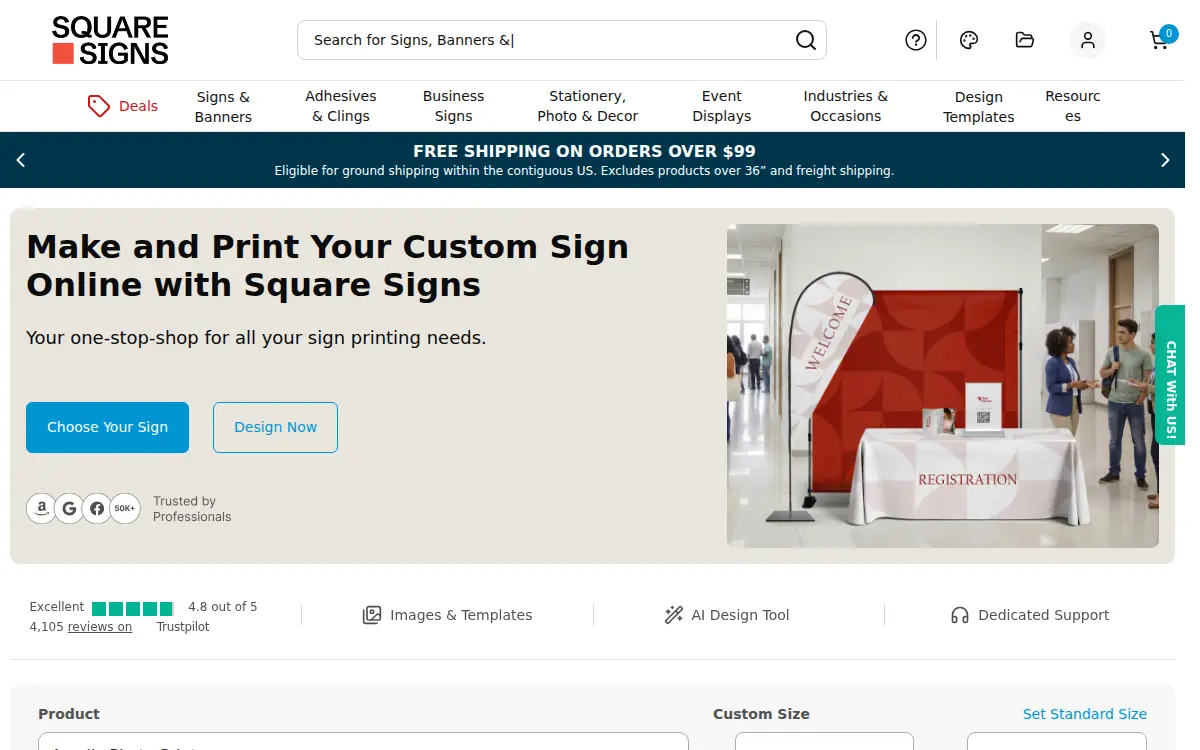 Homepage of Square Signs LLC