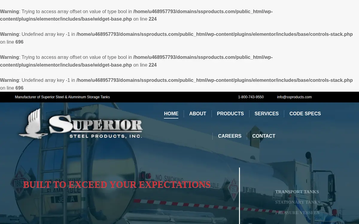 Homepage of Superior Steel Products INC
