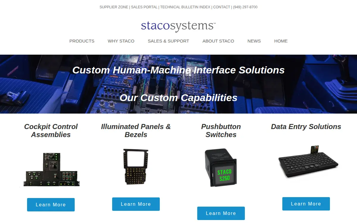 Homepage of Staco Systems, INC.