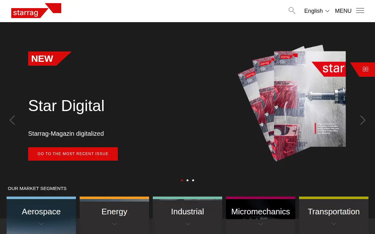 Homepage of Starrag USA INC