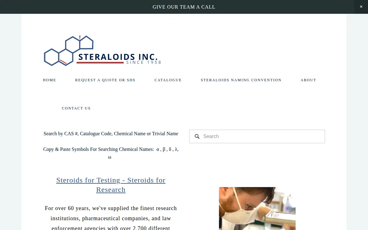 Homepage of Steraloids INC