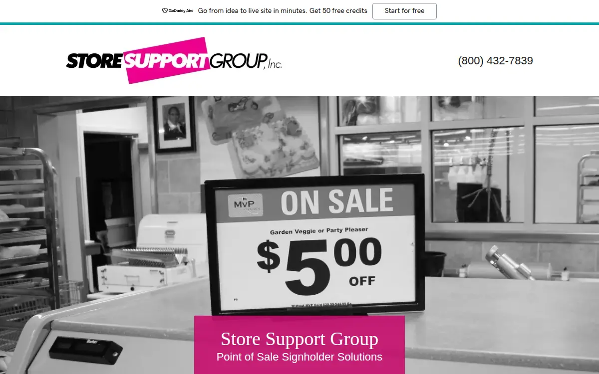 Homepage of Store Support Group, INC.