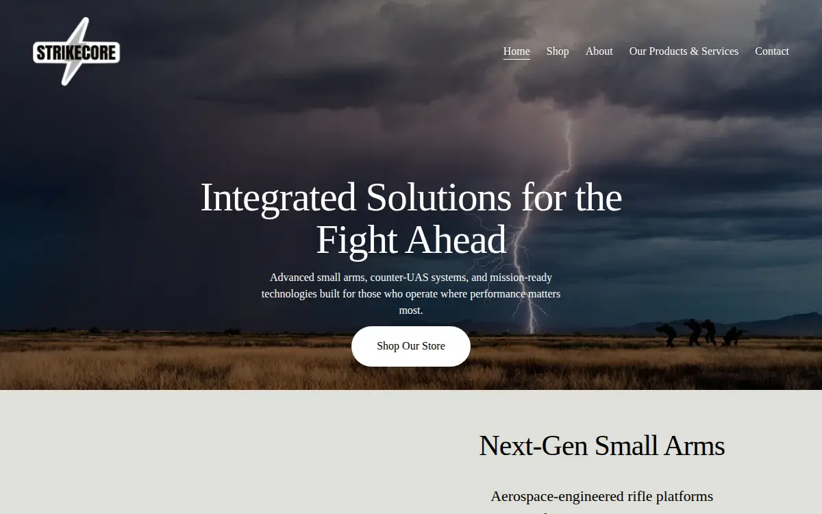 Homepage of Strikecore LLC
