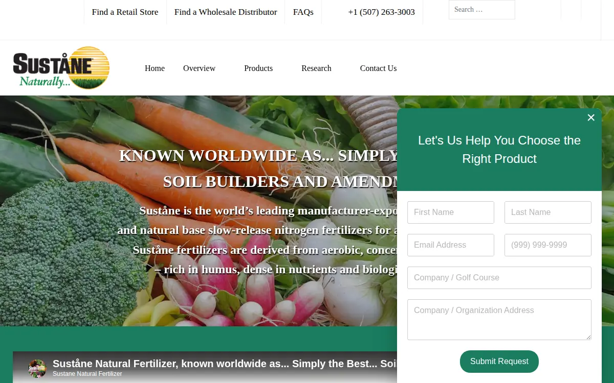 Homepage of Sustane Natural Fertilizer INC