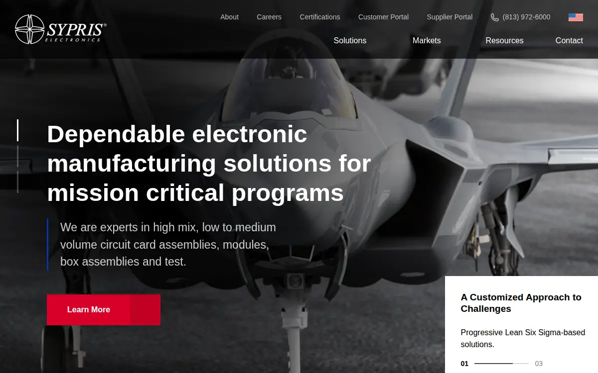 Homepage of Sypris Electronics, LLC