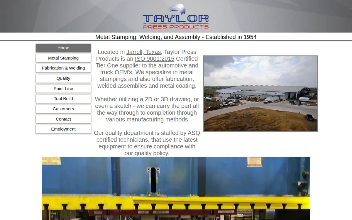 Homepage of Taylor Press Products CO