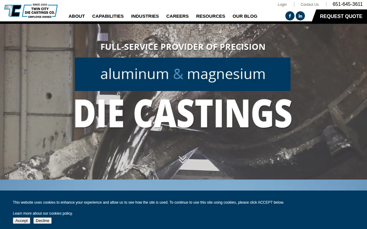 Homepage of Twin City Die Castings CO