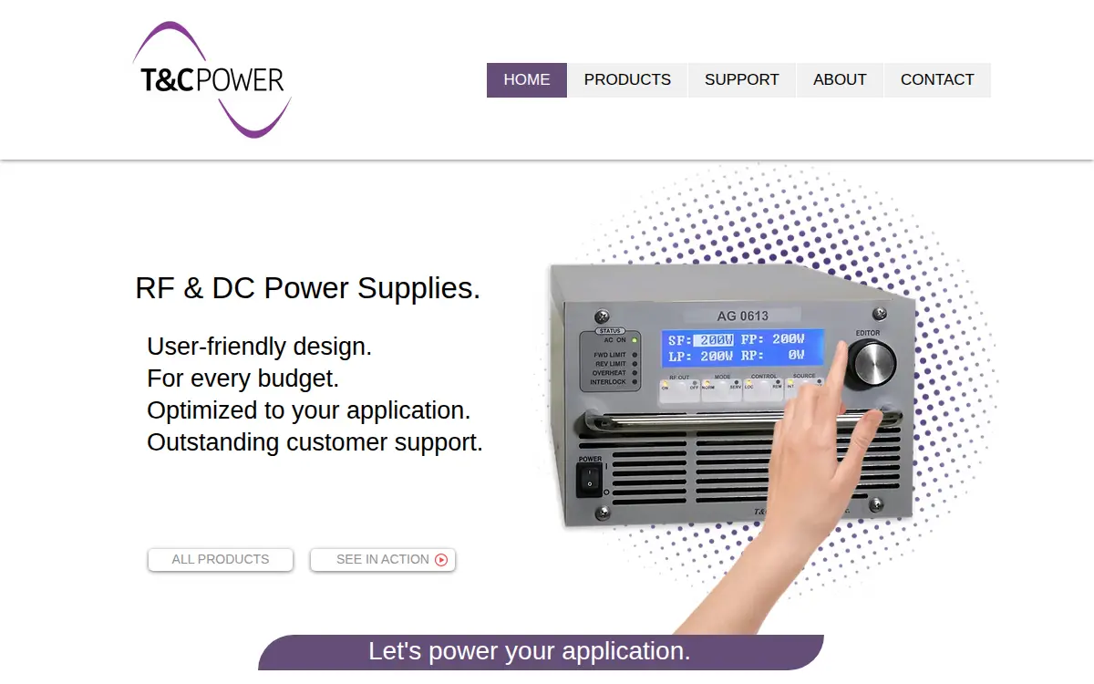 Homepage of T&c Power Conversion INC