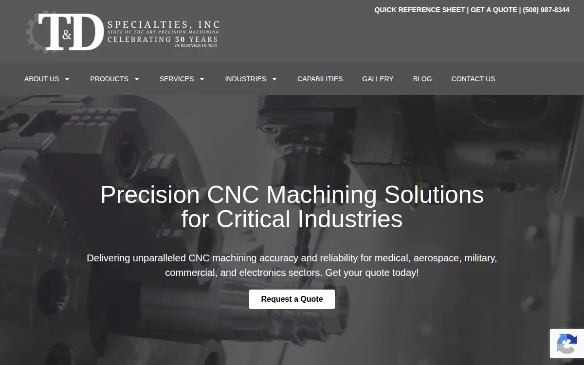 Homepage of T & D Specialties, INC.