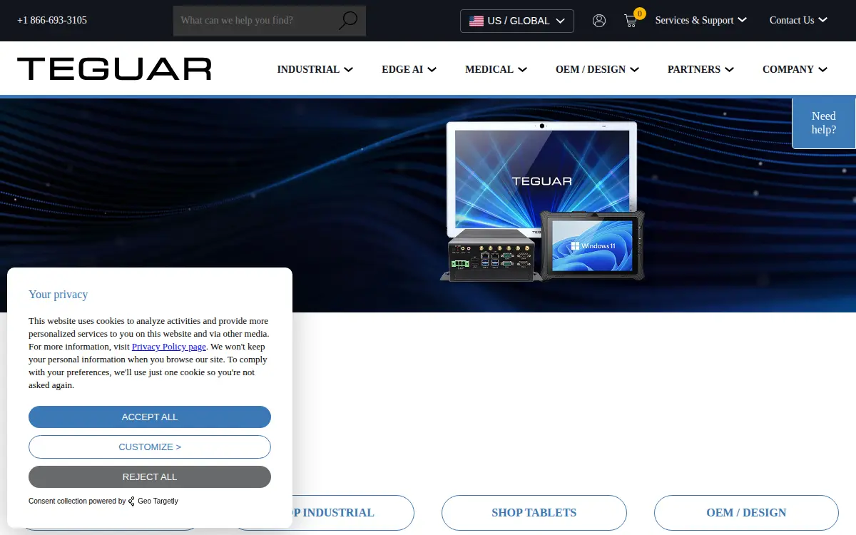 Homepage of Teguar Corporation