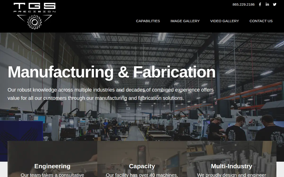 Homepage of Tgs Precision LLC