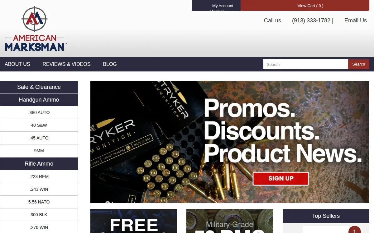Homepage of American Marksman LLC
