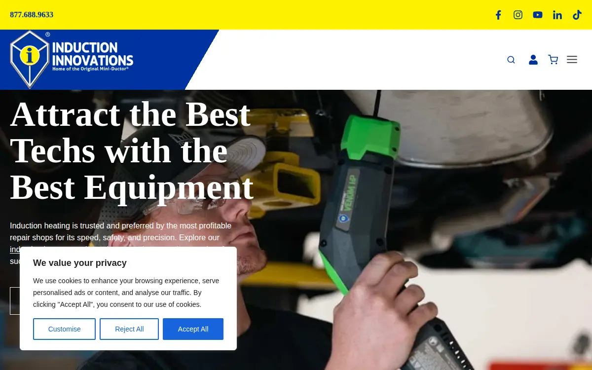 Homepage of Induction Innovations, INC.