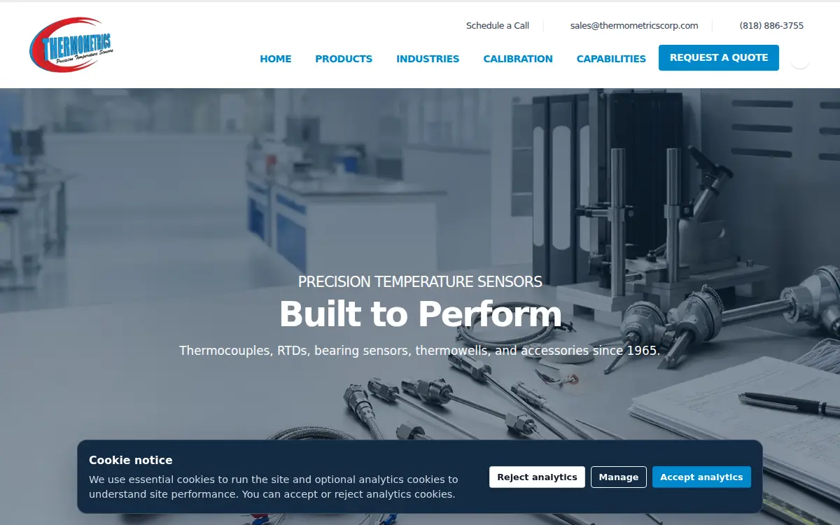 Homepage of Thermometrics Corporation