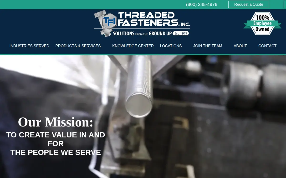 Homepage of Threaded Fasteners INC