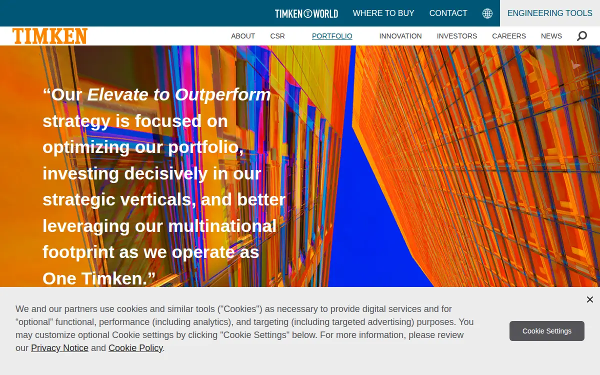 Homepage of The Timken Company