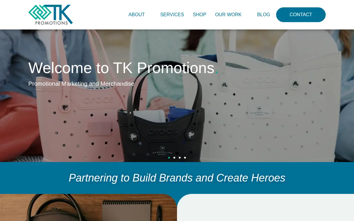 Homepage of Tk Promotions INC.