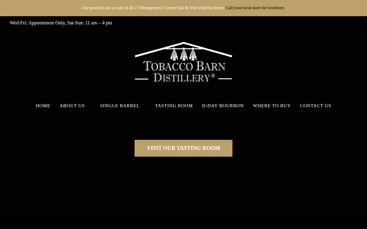 Homepage of Tobacco Barn Distillery, LLC