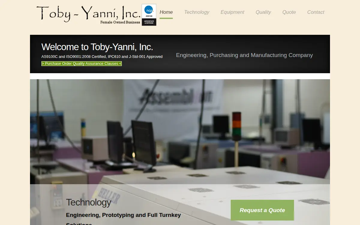 Homepage of Toby Yanni INC.
