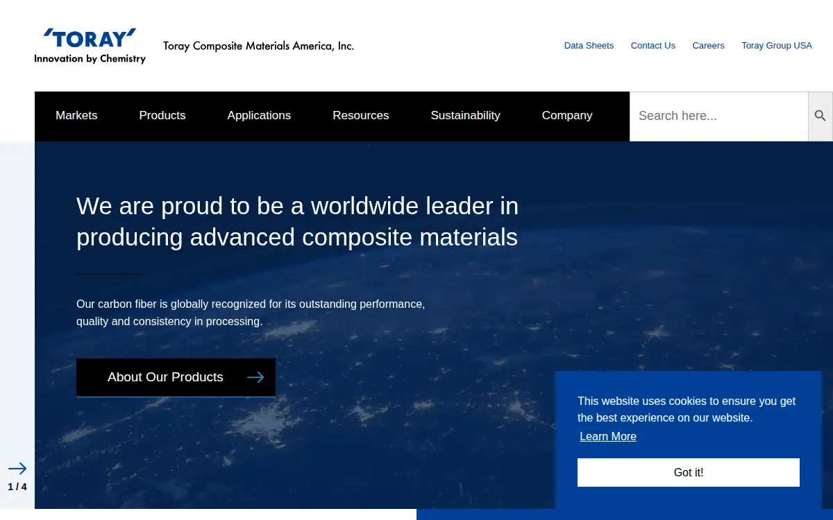 Homepage of Toray Composite Materials America, INC.