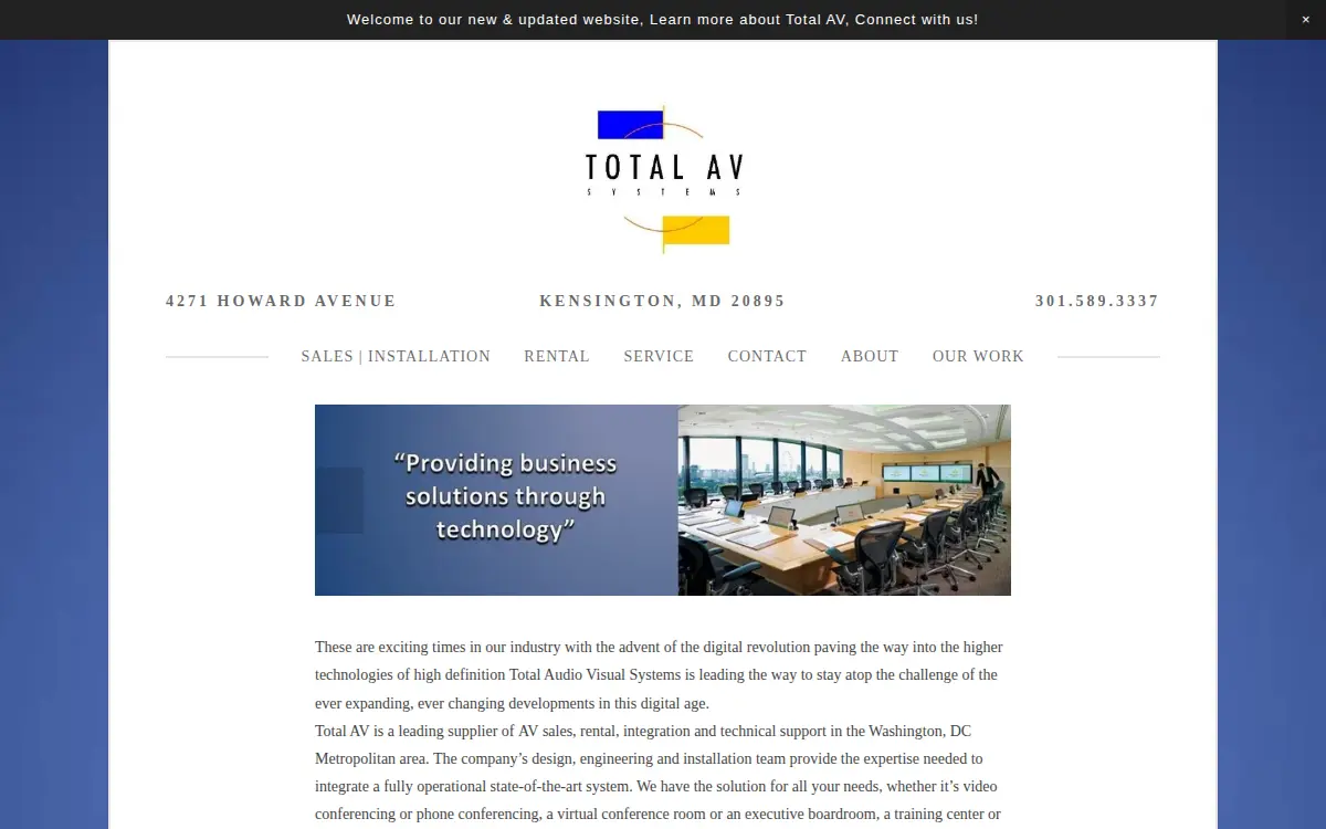 Homepage of Total Audio-visual Systems, INC.