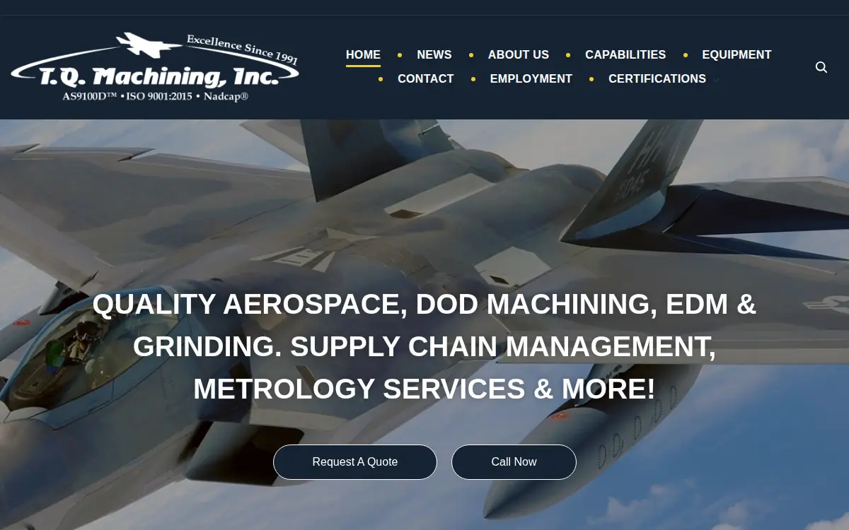 Homepage of Tq Machining INC