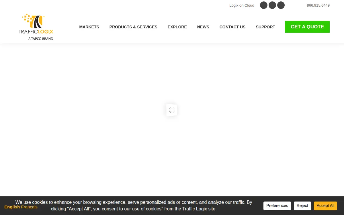 Homepage of Traffic Logix Corporation