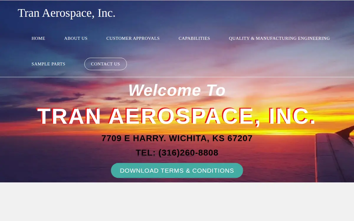 Homepage of Tran Aerospace INC