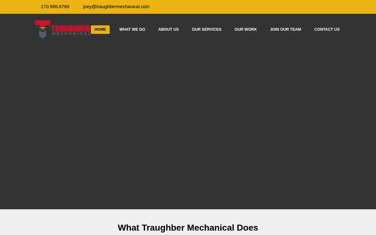 Homepage of Traughber Mechanical Services, INC.