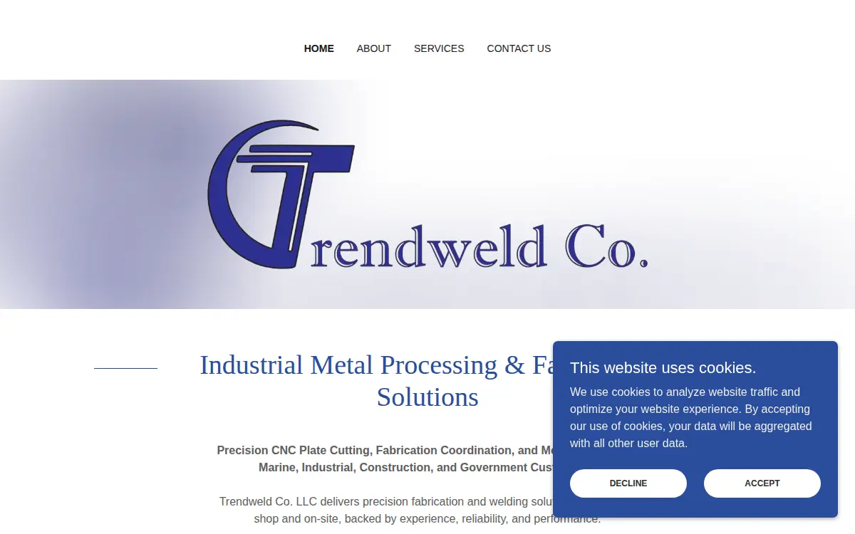 Homepage of Trendweld CO. LLC