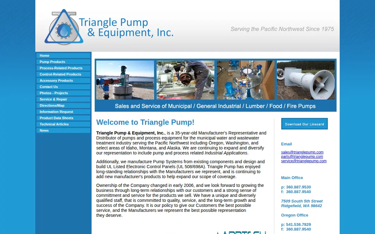 Homepage of Triangle Pump & Equipment, INC.