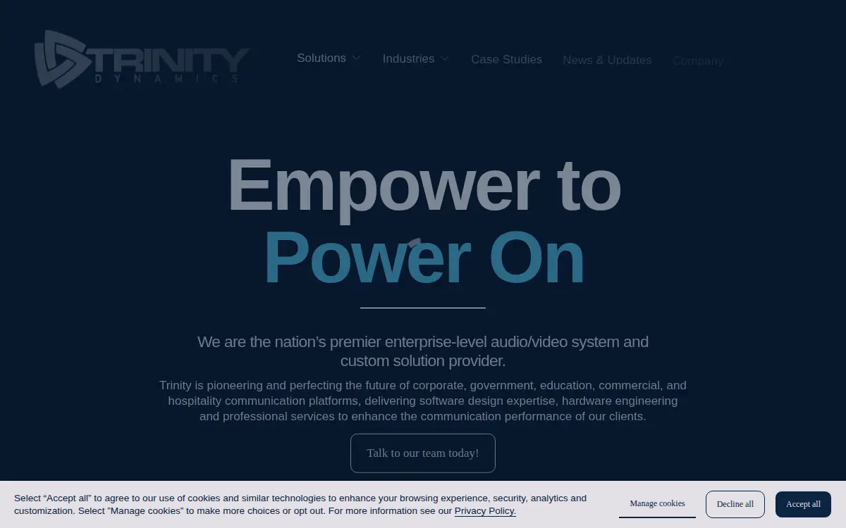 Homepage of Trinity Dynamics, INC.