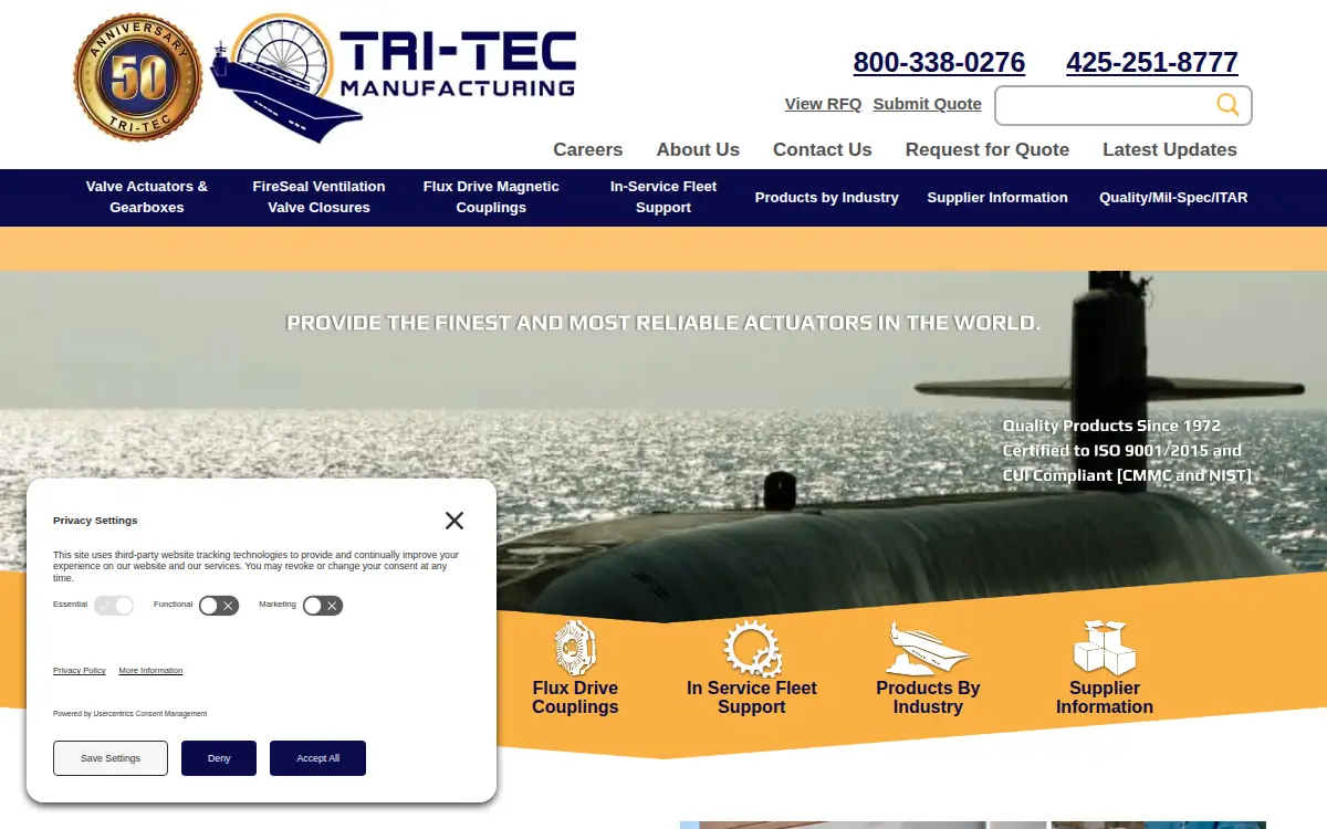 Homepage of Tri-tec Manufacturing LLC