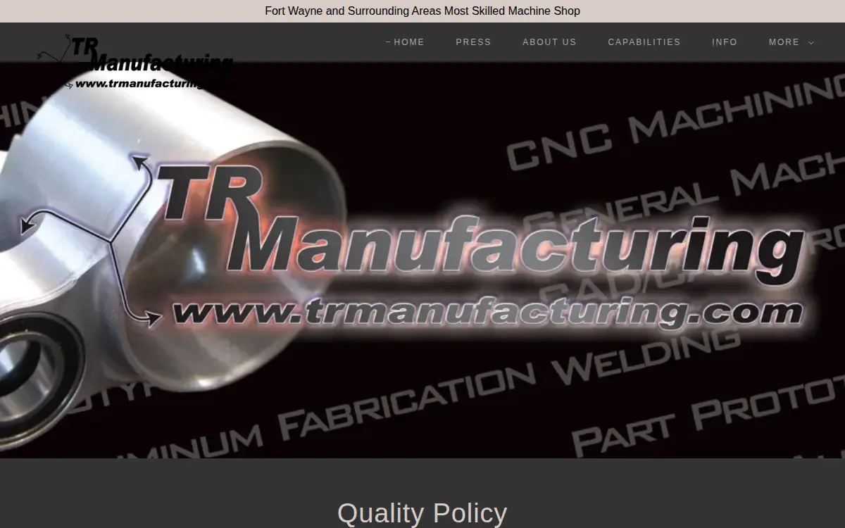 Homepage of Tr Manufacturing, LLC