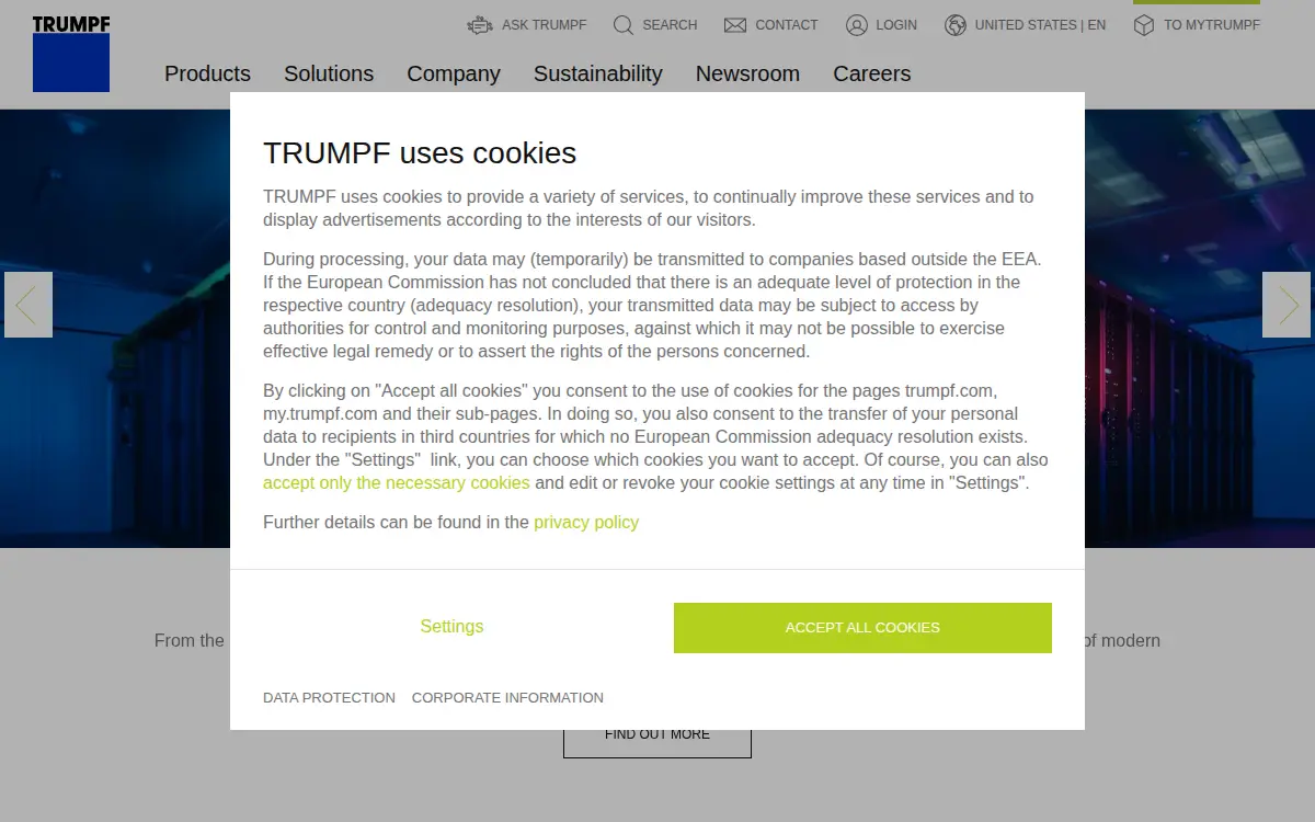 Homepage of Trumpf INC