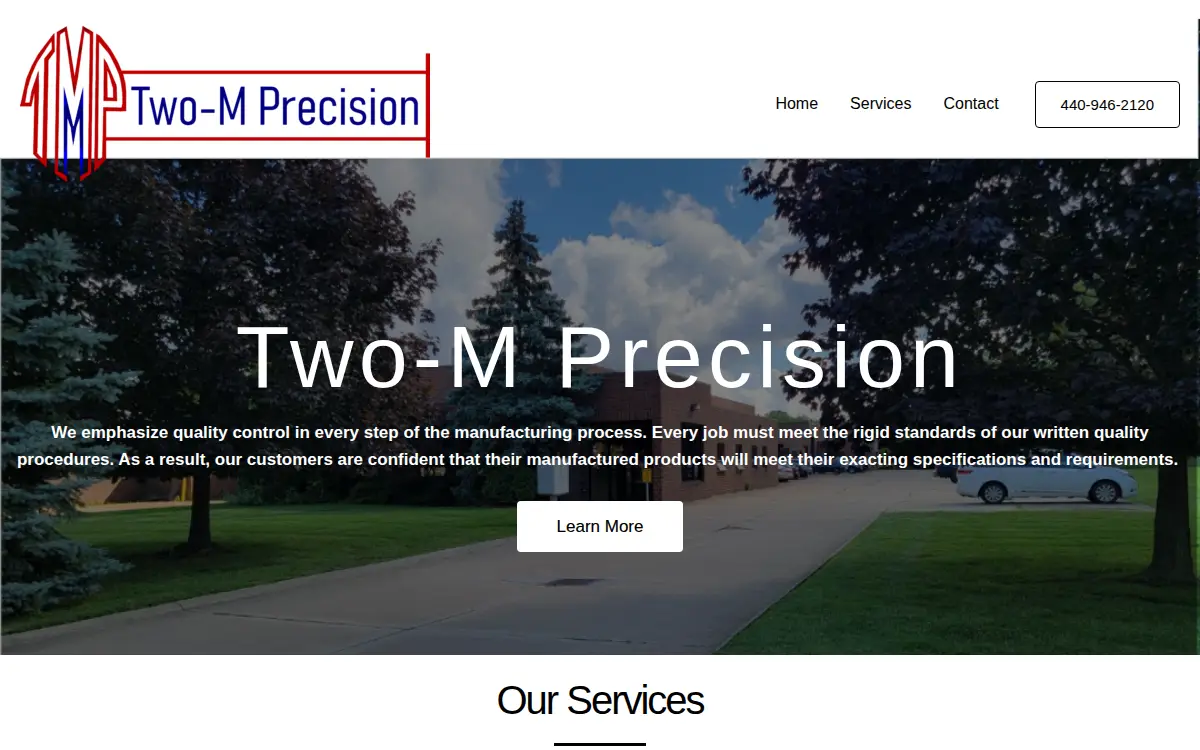 Homepage of Two M Precision CO. INC.