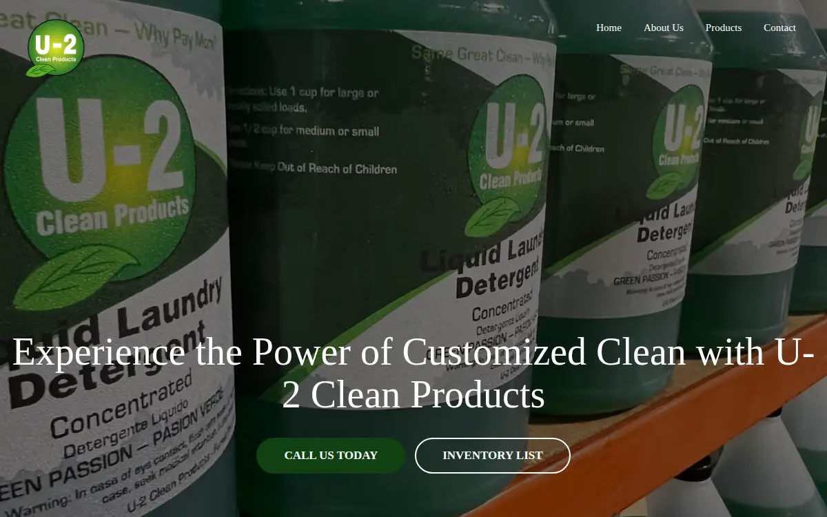 Homepage of U-2 Clean Products, LLC