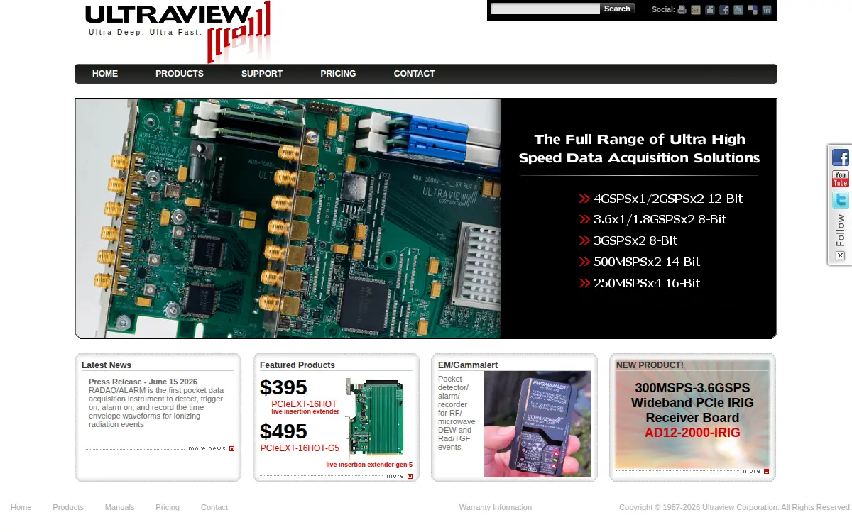 Homepage of Ultraview Corporation
