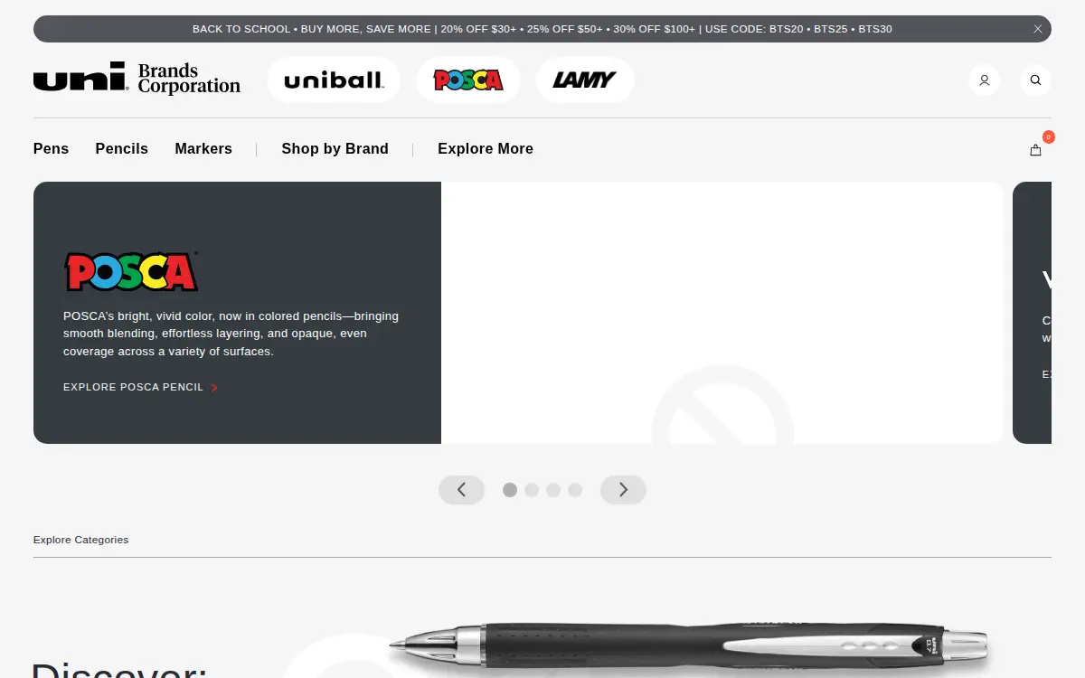 Homepage of Uni-ball CORP