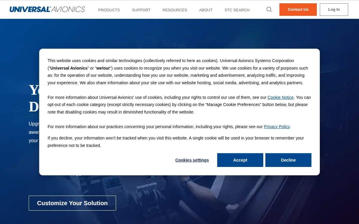Homepage of Universal Avionics Systems CORP