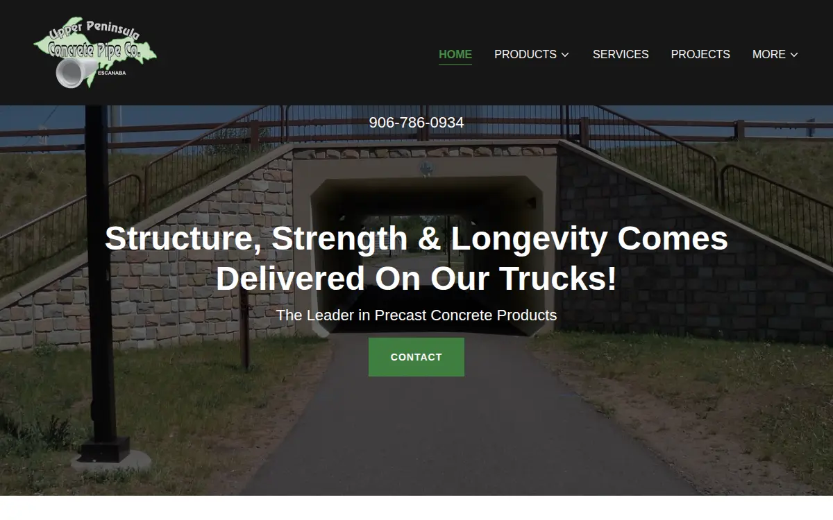 Homepage of Upper Peninsula Concrete Pipe CO.